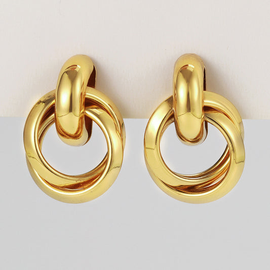 Stainless steel needle retro hoop earrings