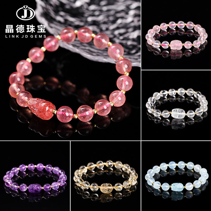 Natural powder crystal Pixiu bracelet.