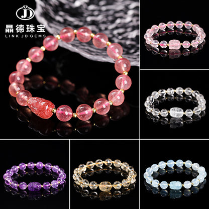 Natural powder crystal Pixiu bracelet.