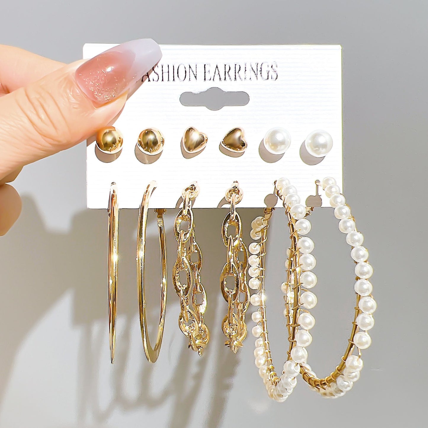 Star Moon 8-shaped earring set 6 pieces