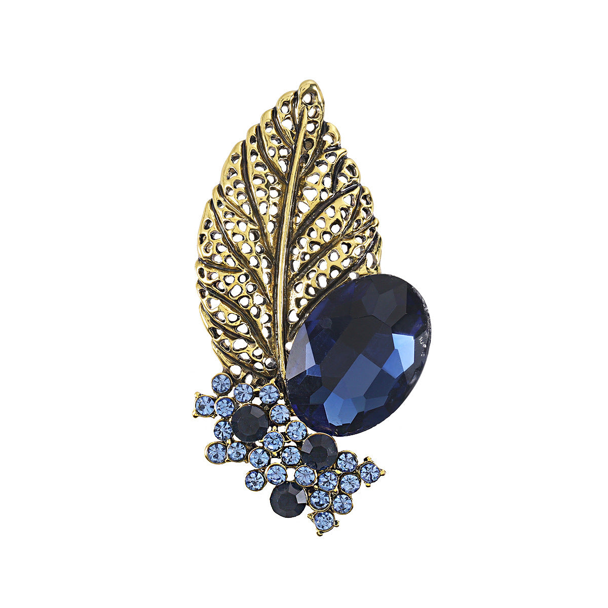 Gold Hollow Leaf Brooch