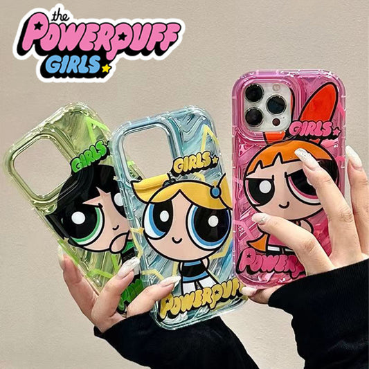 Water Wave Case iPhone15 Pro X Powerpuff Girls Sunglasses Stand