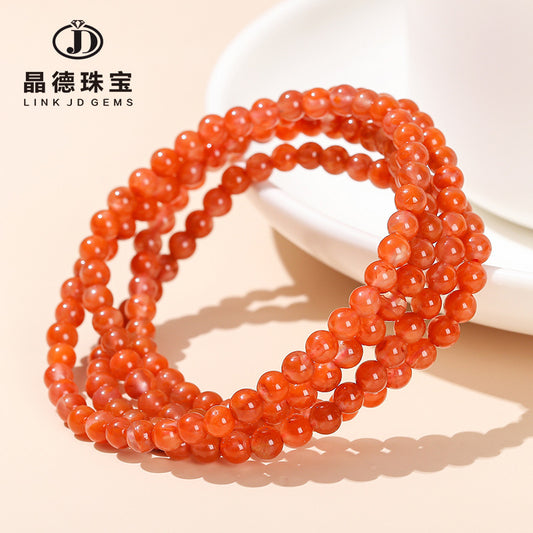 Natural flame pattern Nanhong agate multi-circle bracelet.