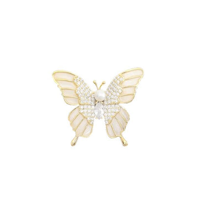 New Diamond Pearl Butterfly Brooch