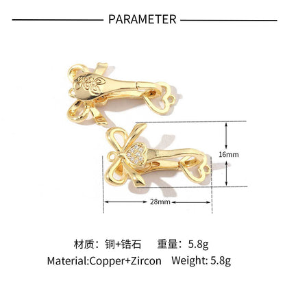 Butterfly shell copper zircon removable connecting buckle