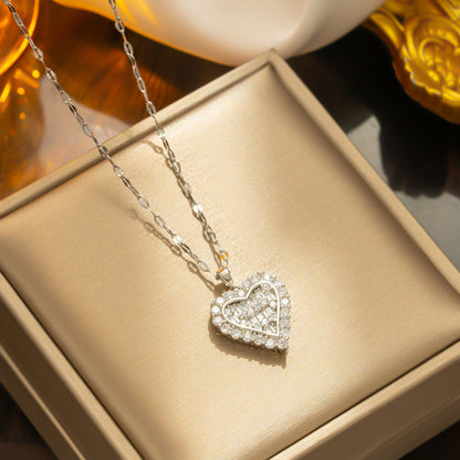 Sweet Chic Zircon Heart Pendant Necklace for Women