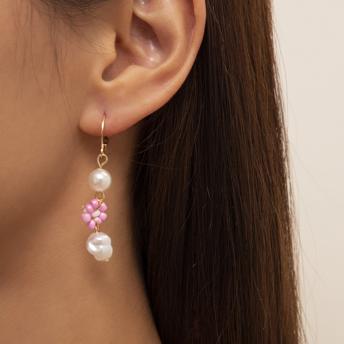 Imitation pearl flower earrings