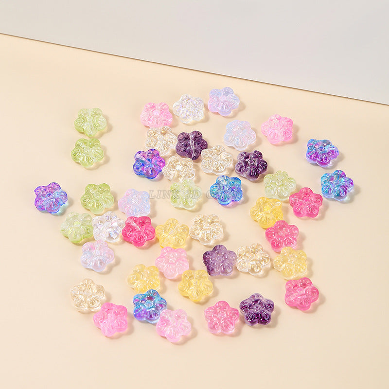 12Mm Czech Glazed Symphony Five-petaled Flower Beads