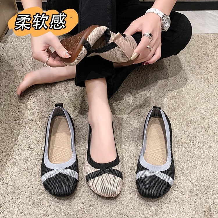 Flying woven light mouth flat-soled soft-soled shoes