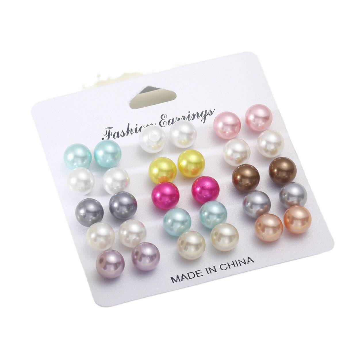 Colorful pearl earrings set 15 pairs