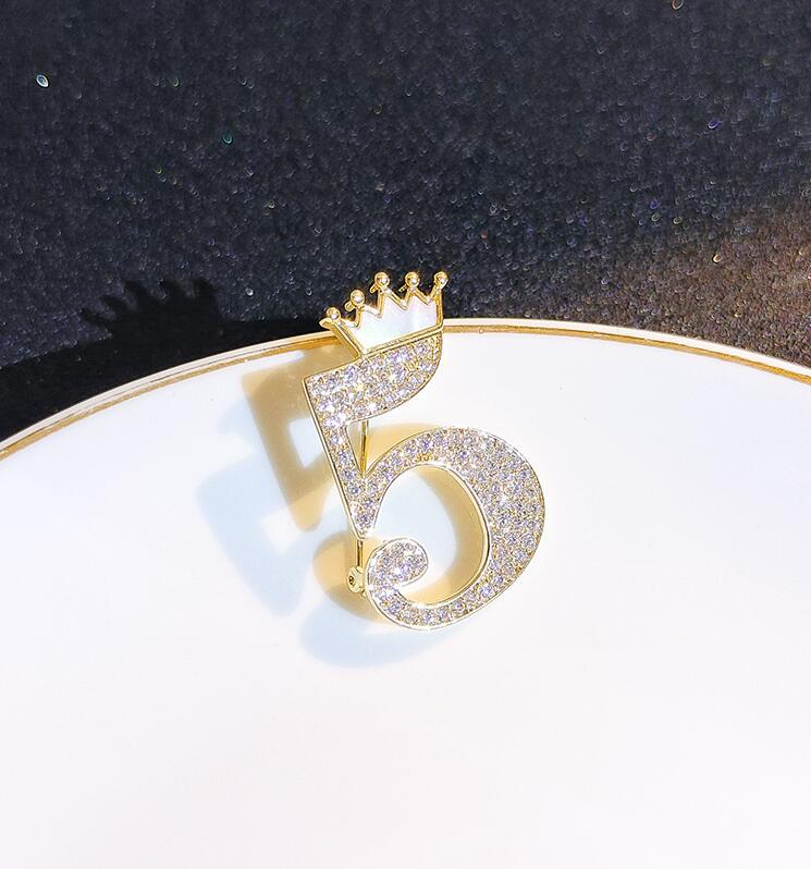 Number 5 Crown Brooch