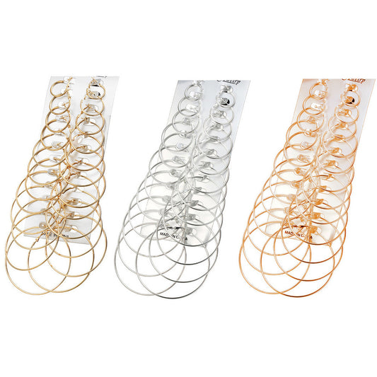 Punk style 12 pairs of metal large hoop earrings