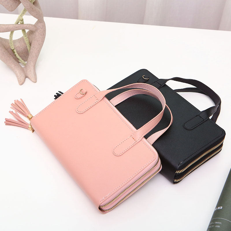 Double zipper mobile phone bag versatile shoulder bag