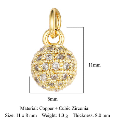 Copper zircon pendant, round ball beetle DIY.