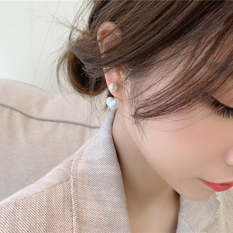 Love pearl stud earrings