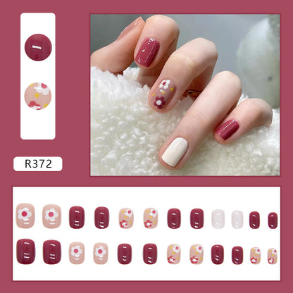 Wearable Blush Short Removable Nail Stickers