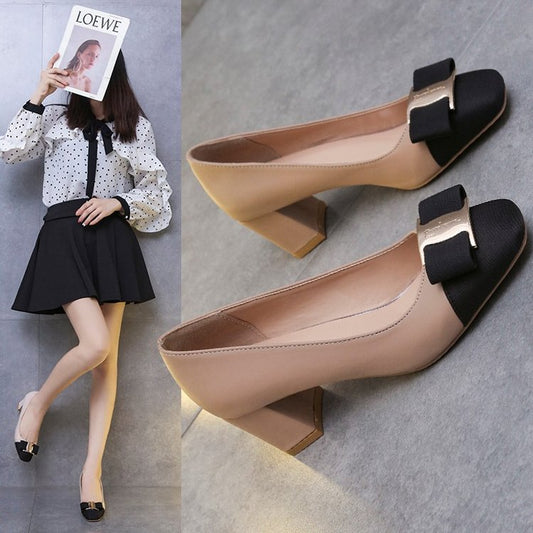 Light mouth single shoes color matching women's shoes