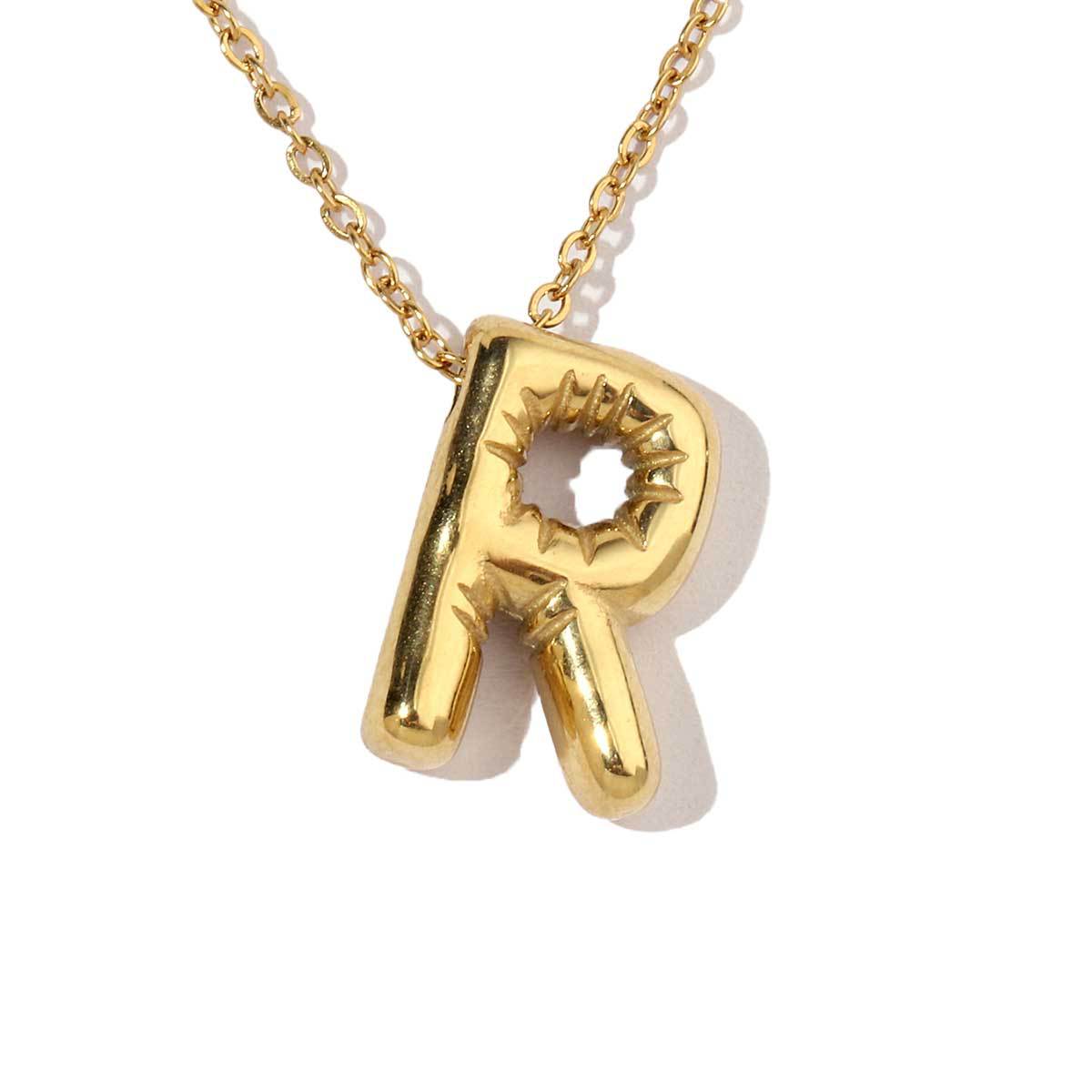 18k real gold titanium steel bubble letter pendant