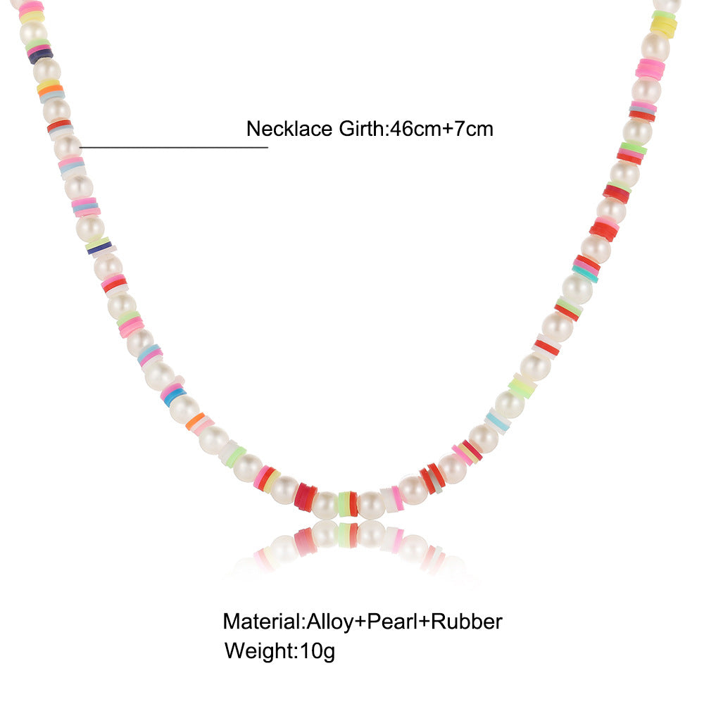 Shell Pendant Colorful Rice Bead Necklace