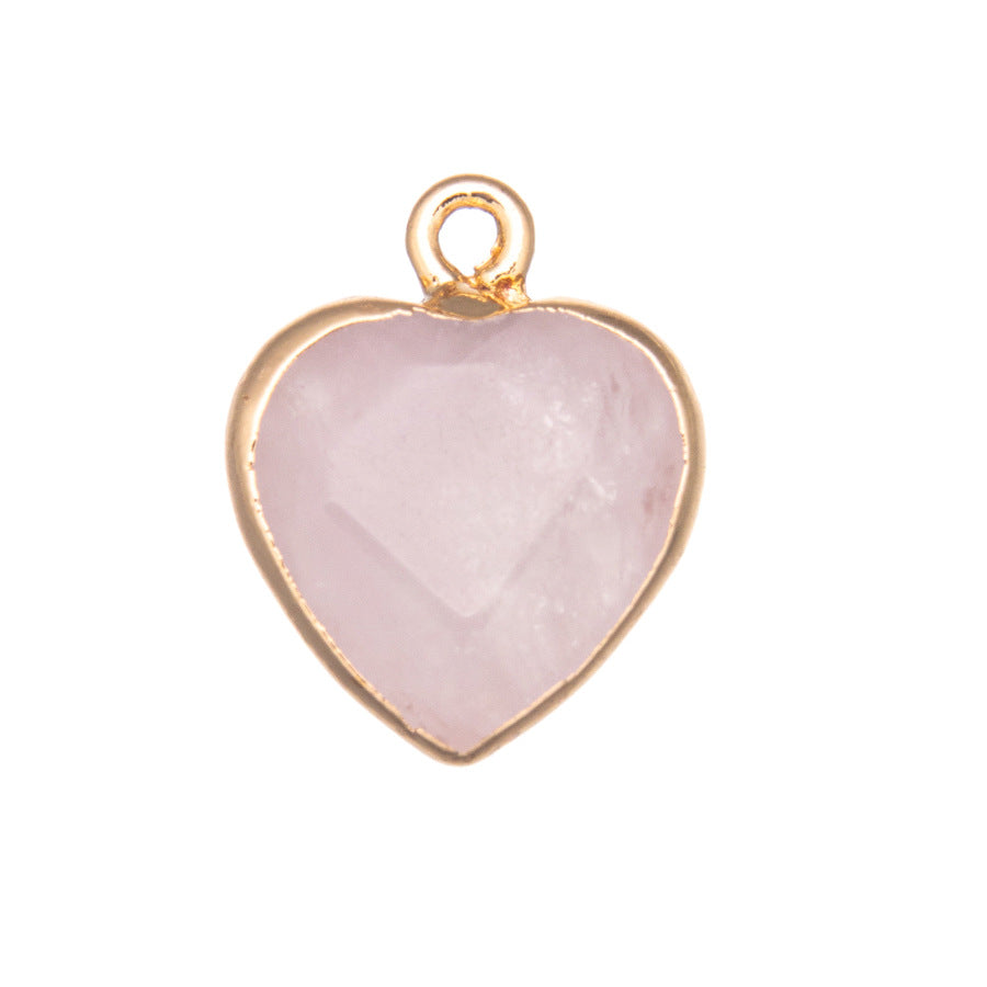 Natural Stone Crystal Faceted Heart Pendant Necklace