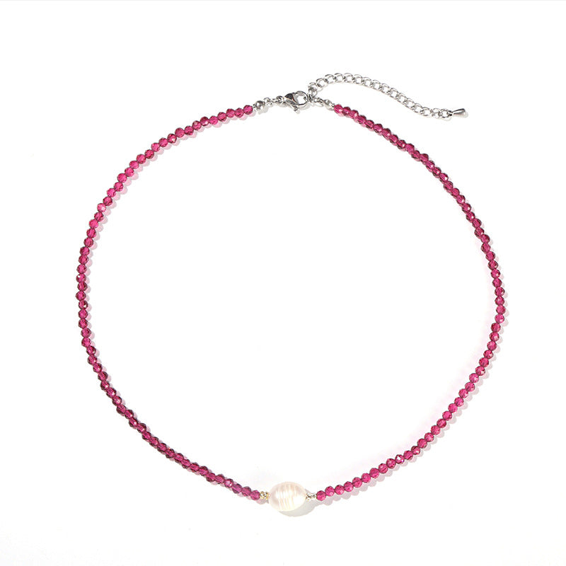 Imitation Ruby Necklace Cut Glass Beads