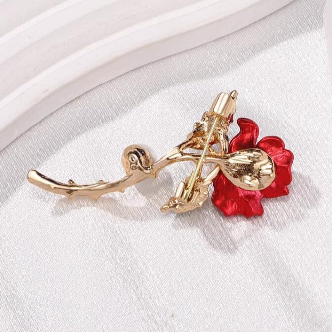 fashion Red rose brooch