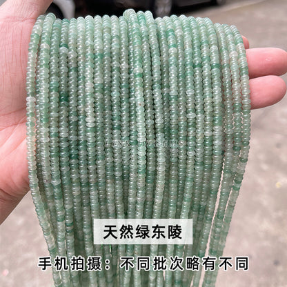 晶德珠宝 绿东陵玉算盘珠 DIY饰品配件项链手链玉石串珠厂家批发