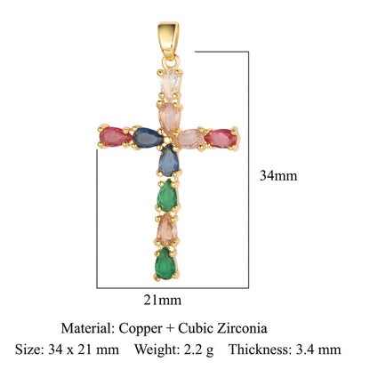 Cross Copper Micro-Inlaid Zirconia Pendant