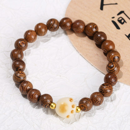 Chicken wing wood round bead charcoal braised Bodhi cat claw bracelet