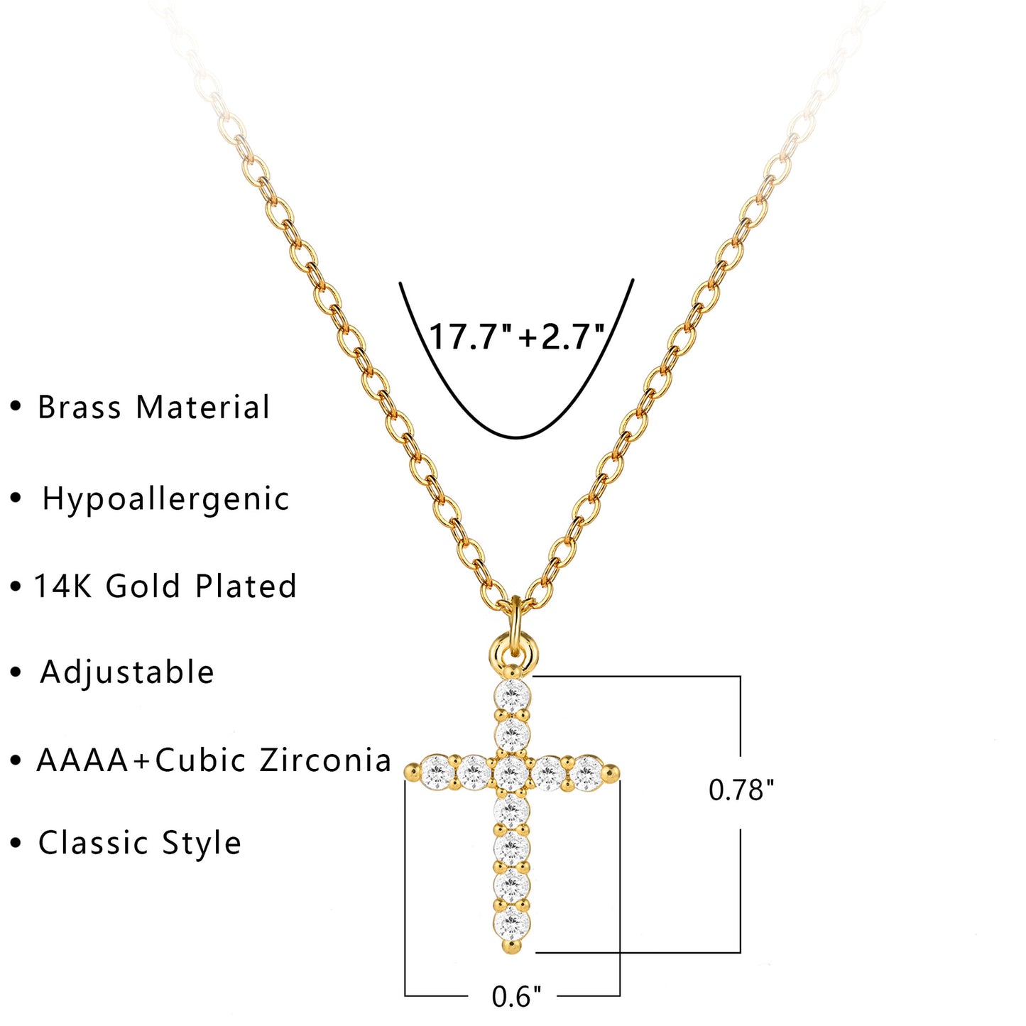 Full diamond cross clavicle necklace