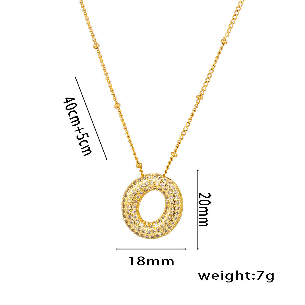 Hip-Hop Ice Sugar Zircon Quartz Letter Pendant American INS Fashion Necklace