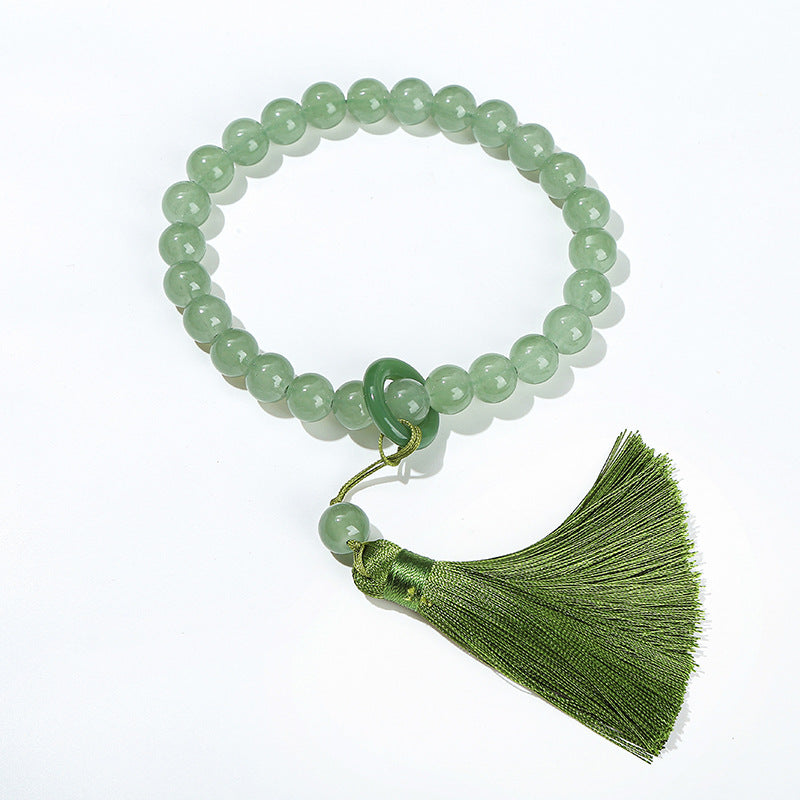 Imitation green Dongling jade glass bead bracelet