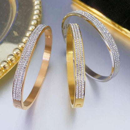 Three-row diamond bracelet