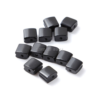 8 * 5Mm natural black agate square flat beads loose beads