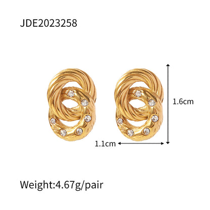 18K Gold Hoop Circle Zirconia Earrings