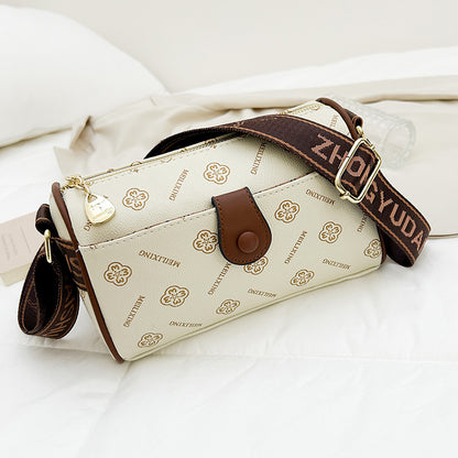 Retro versatile printed letter texture women's bag