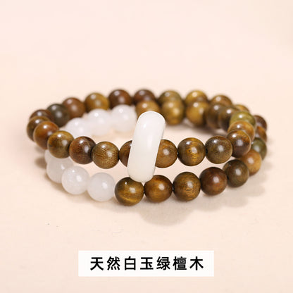 Pulsera de doble círculo con anillo de running de Bodhi de madera de sándalo 