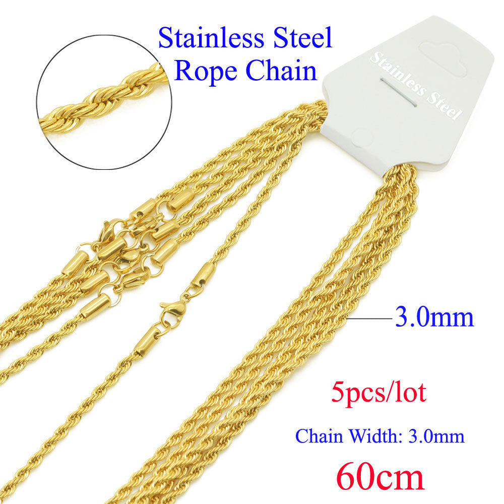 5 pieces/bag stainless steel box chain 3mm thick 60cm long