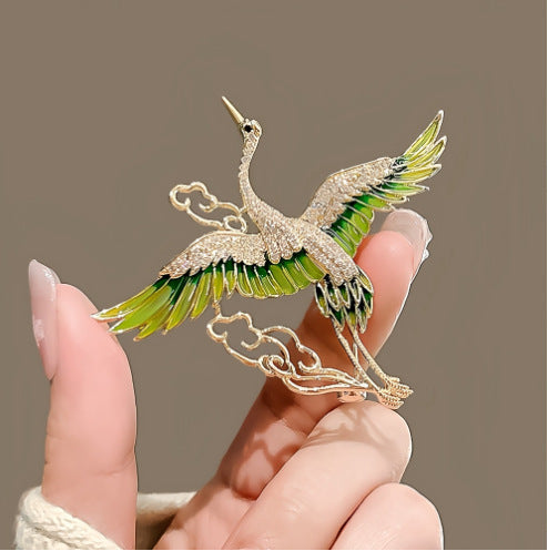 Ancient style auspicious cloud crane brooch