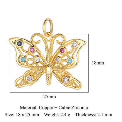 Copper zircon DIY jewelry accessories ins wind butterfly