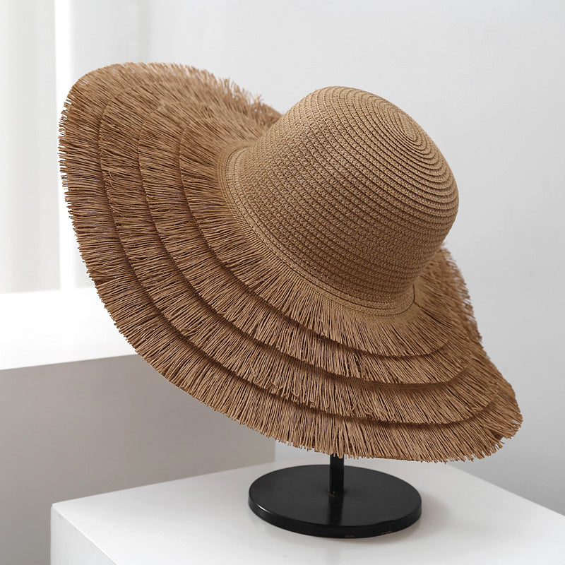 Women Summer Sun Protection Straw Casual Beach Travel Elegant Wide Brim