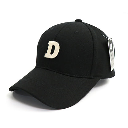 D Letter Embroidered Wide Brim Duckbill Cap