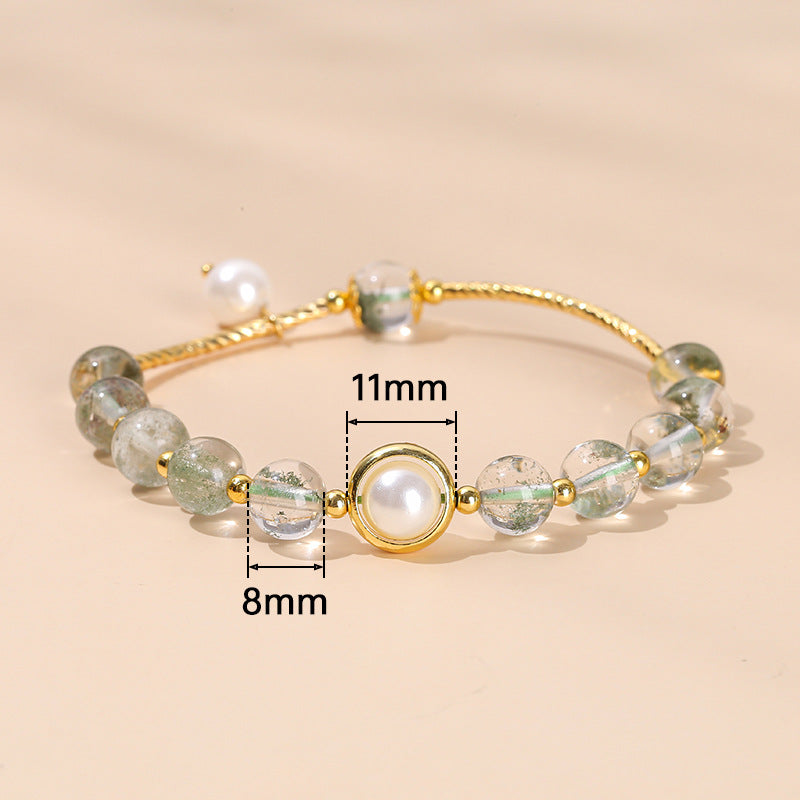 Natural Crystal Green Ghost Pearl Bracelet