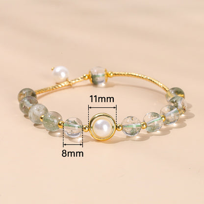 Natural Crystal Green Ghost Pearl Bracelet