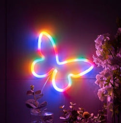 LED neon light arrangement small colored lights