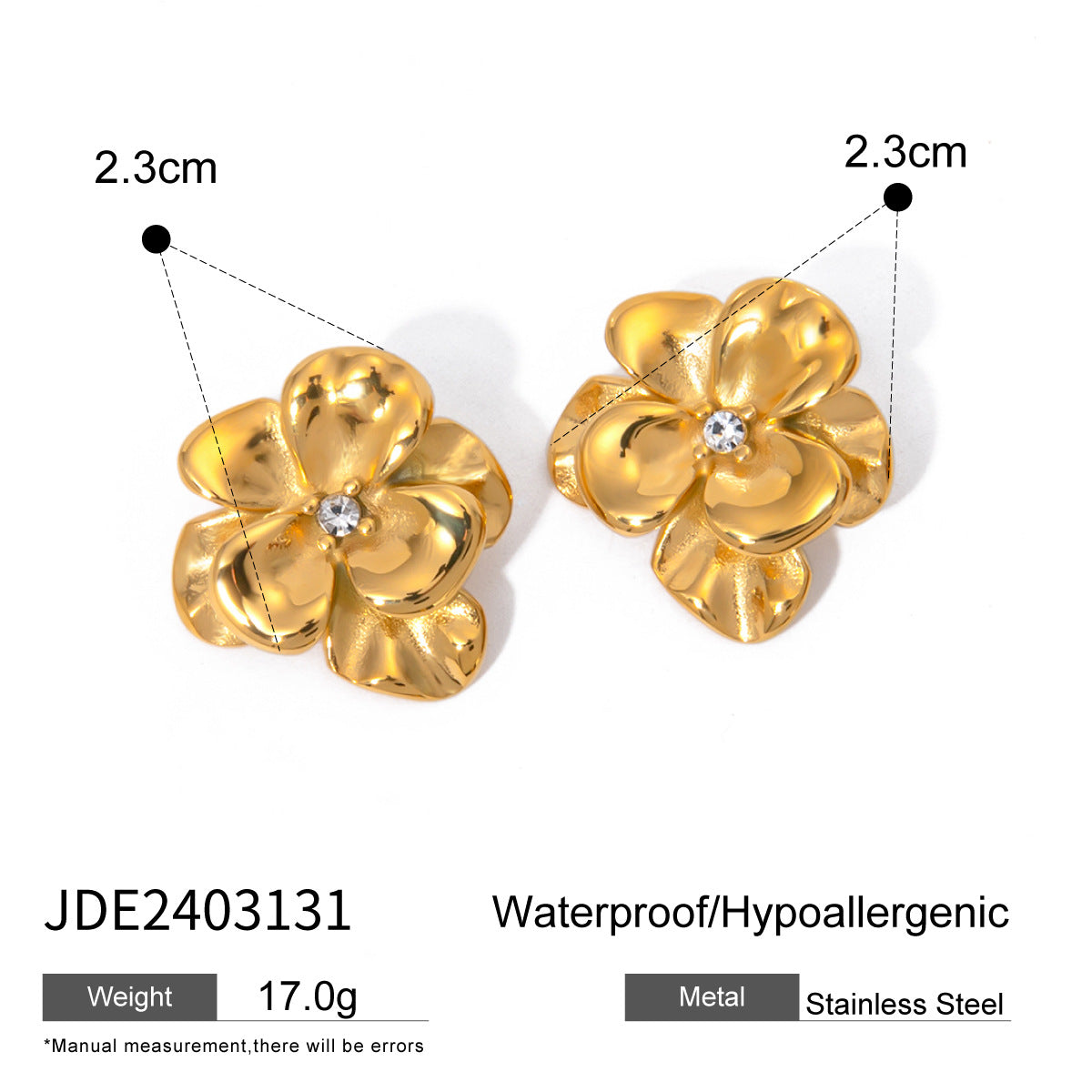 Five-petal flower titanium steel earrings