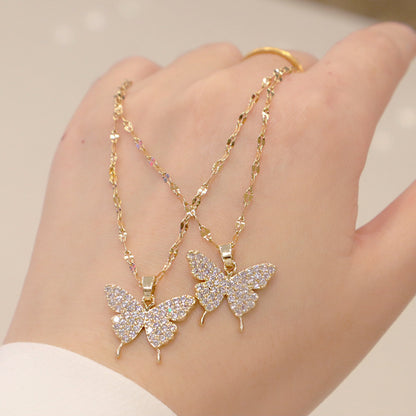 Butterfly necklace flash diamond