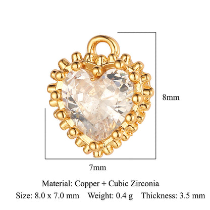 Color zircon peach heart copper zircon pendant.