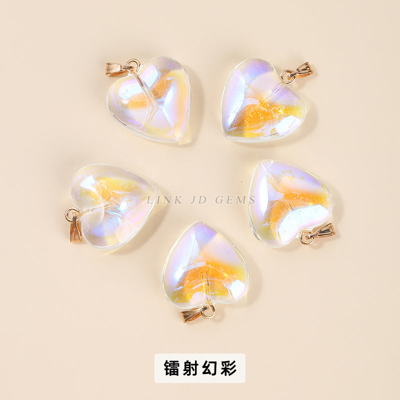 20Mm multi-color colorful glazed love heart pendant