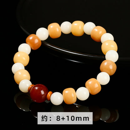 White Jade Bodhi Pearl Yellow Bodhi Old Bead Bracelet